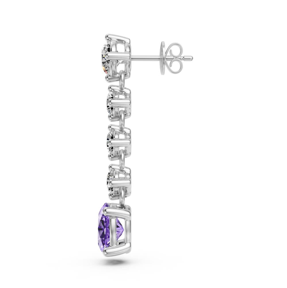Diamond Earrings with Tanzanite in White Gold