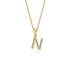Mini Diamond Letter N Pendant in Yellow Gold