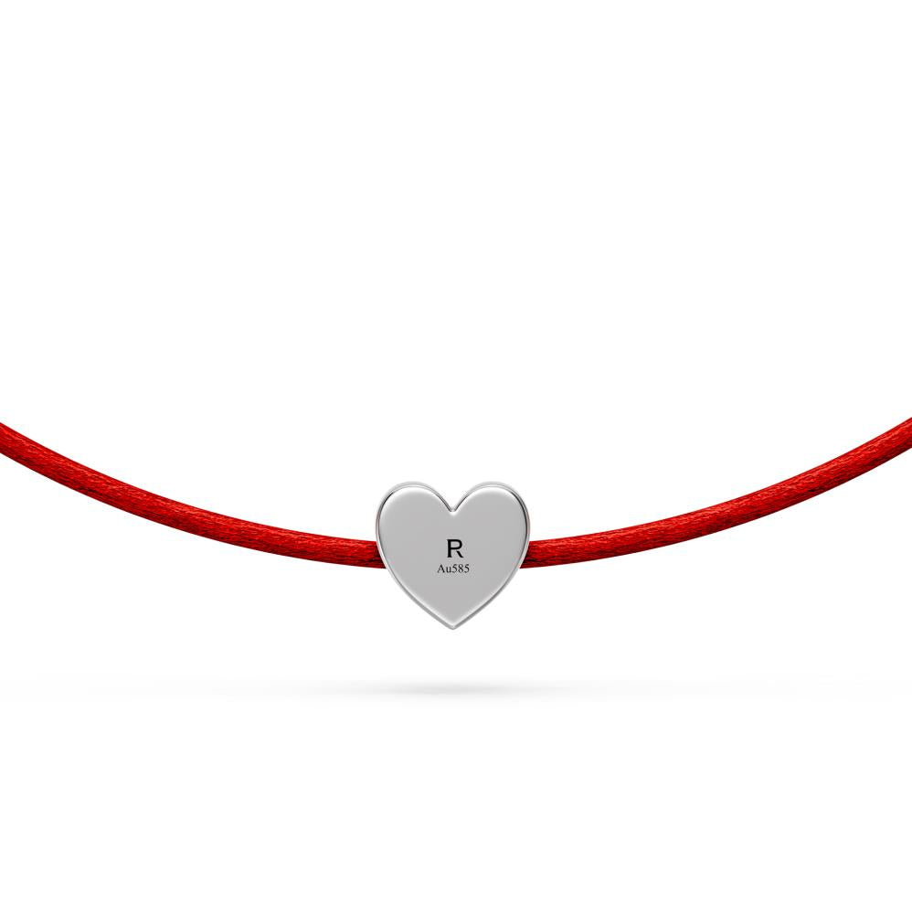 String Bracelet with Diamond in White Gold "Heart"