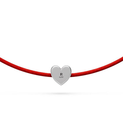String Bracelet with Diamond in White Gold "Heart"