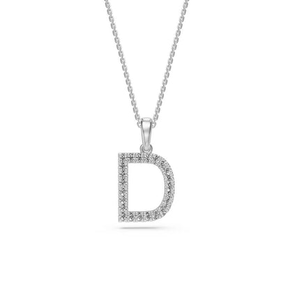 Diamond Letter D letter in White Gold