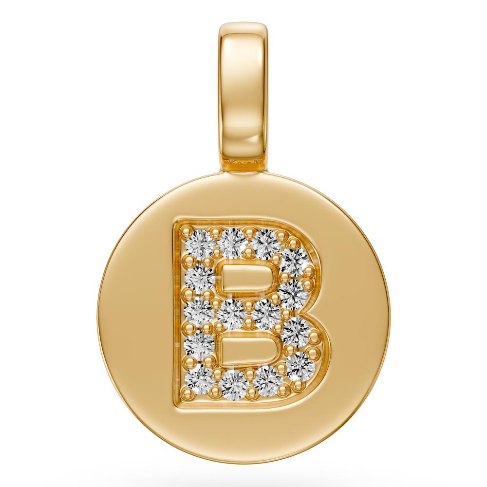 Diamond Letter B Pendant in Yellow Gold