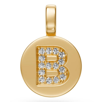 Diamond Letter B Pendant in Yellow Gold