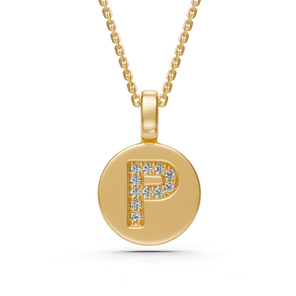 Diamond Letter P Pendant in Yellow Gold