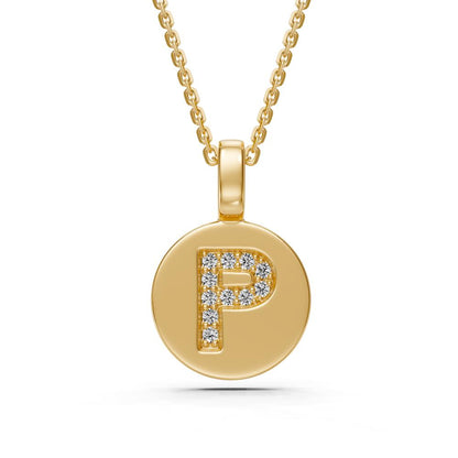 Diamond Letter P Pendant in Yellow Gold