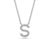 Diamond Letter S Necklace in White Gold