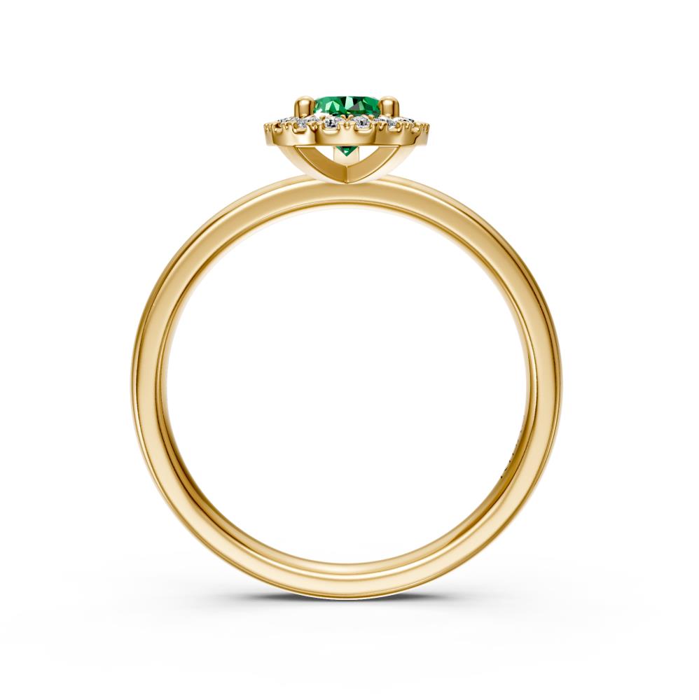 Diamond Ring with Tsavorites in Yellow Gold