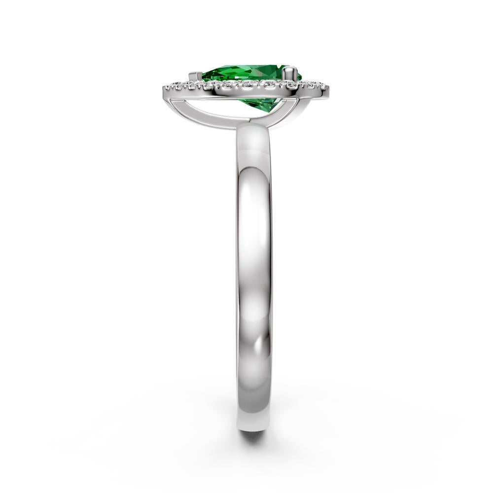 Diamond Ring with Tsavorites in White Gold