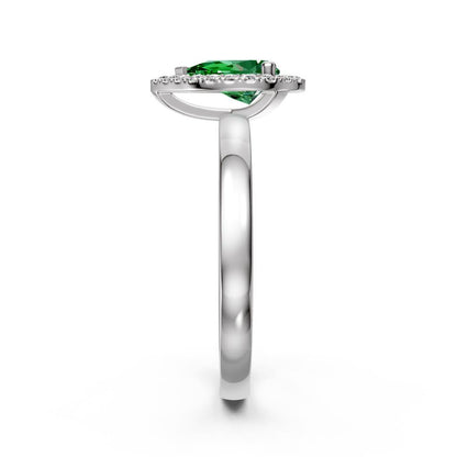 Diamond Ring with Tsavorites in White Gold