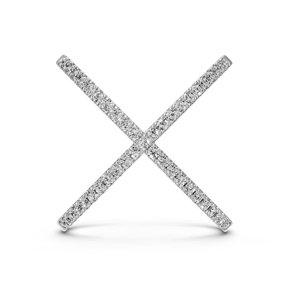Diamond Ring "X" in White Gold