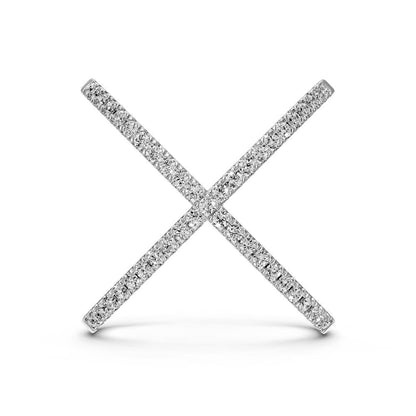 Diamond Ring "X" in White Gold