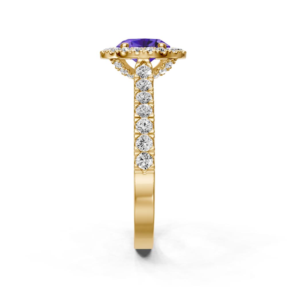 Diamond Ring with Tanzanite in Yellow Gold