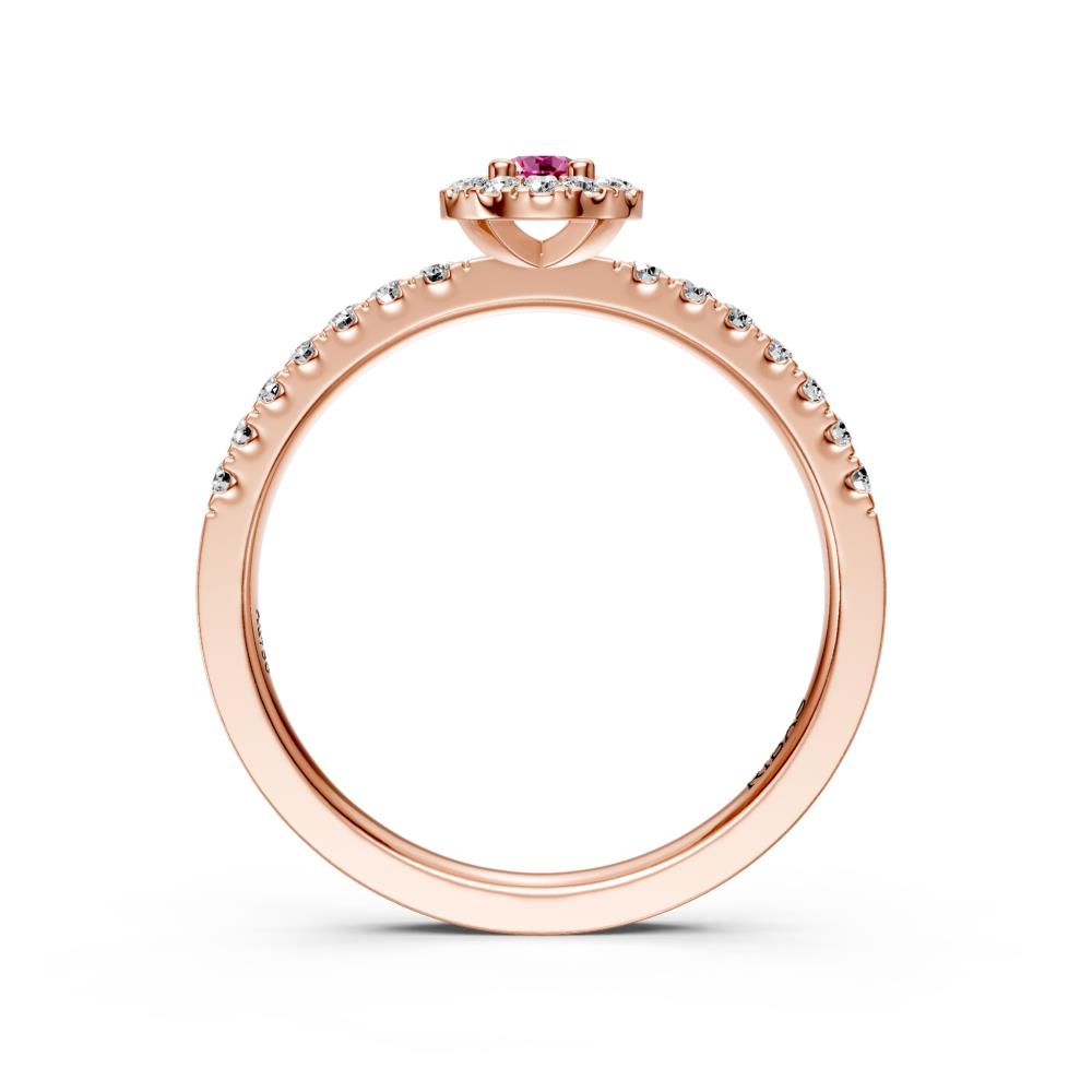 Diamond Ring with Pink Sapphire in Rose Gold