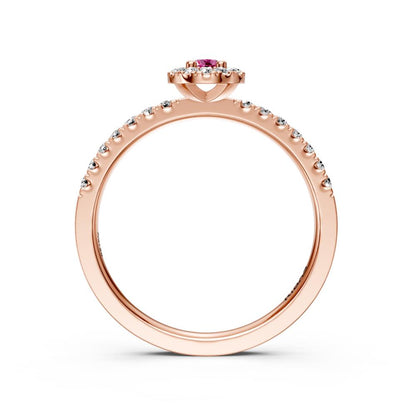 Diamond Ring with Pink Sapphire in Rose Gold