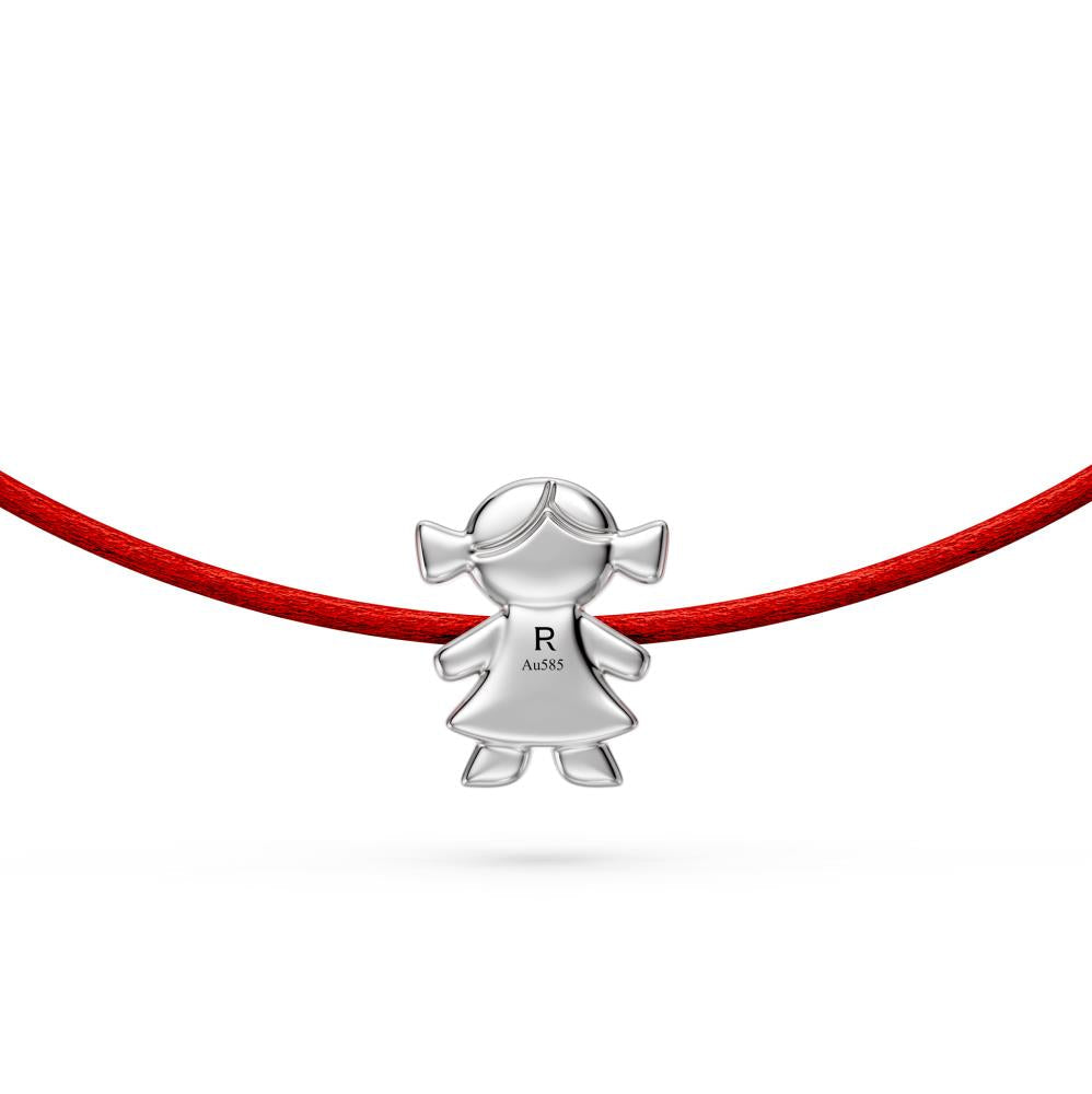 String Bracelet with Diamond in White Gold "Girl"