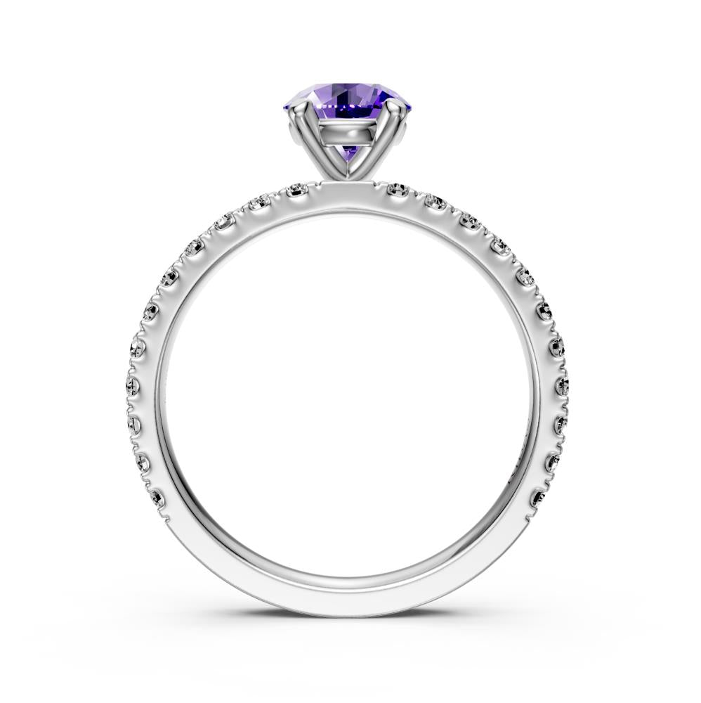 Diamond Ring with Tanzanite in White Gold