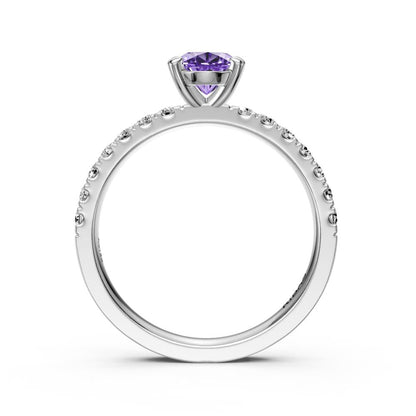 Diamond Ring with Tanzanite in White Gold