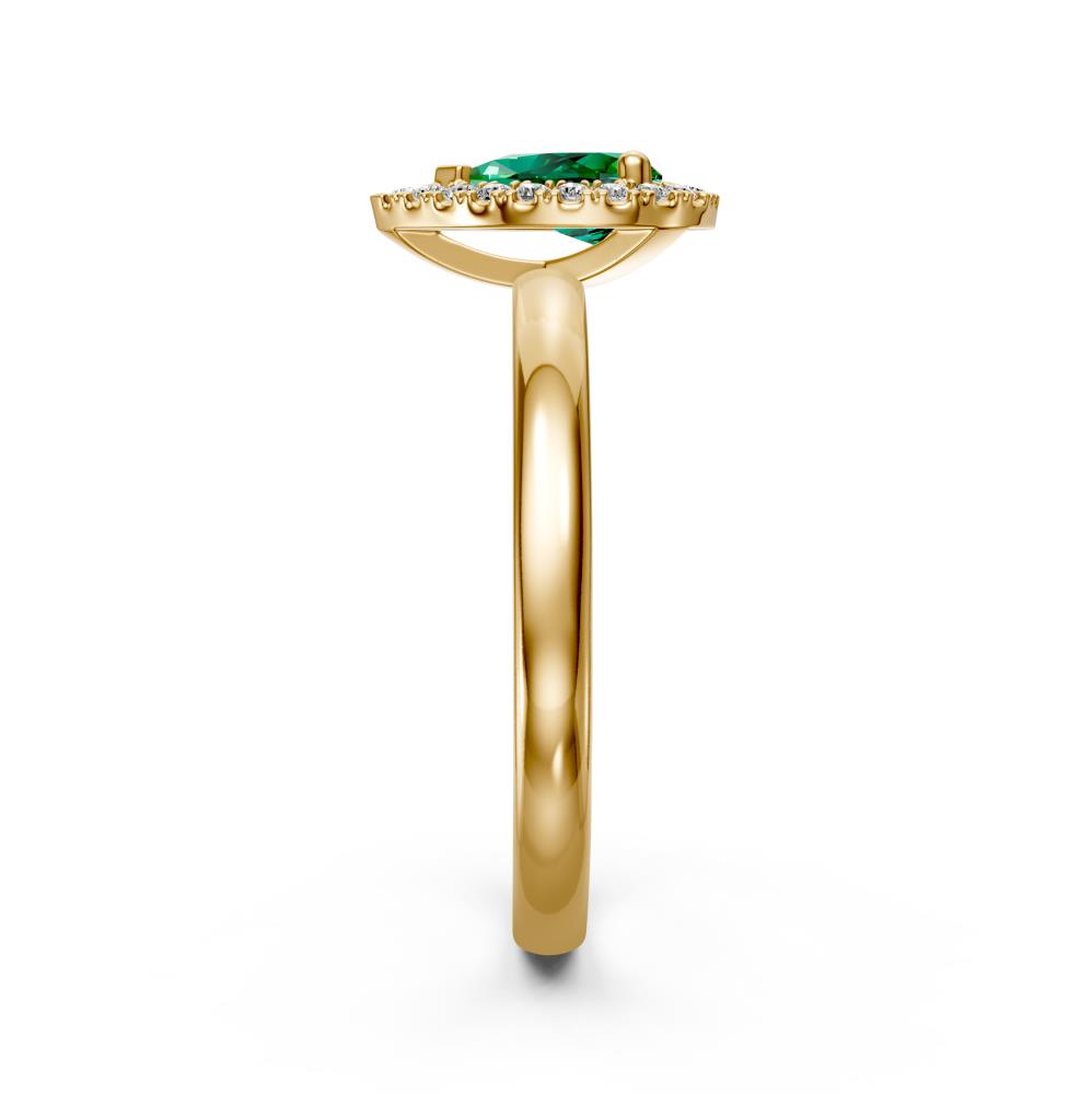 Diamond Ring with Tsavorites in Yellow Gold