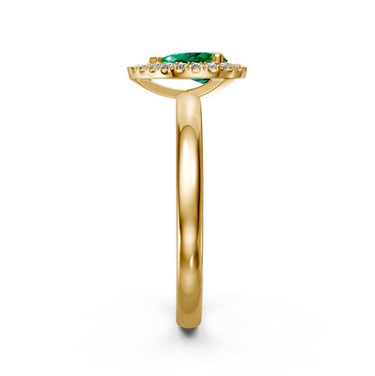 Diamond Ring with Tsavorites in Yellow Gold