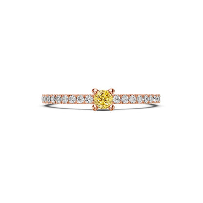 Diamond Ring with Yellow Sapphire in Rose Gold