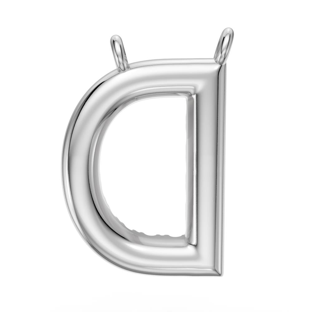 Diamond Letter D Necklace in White Gold