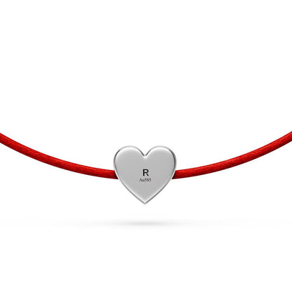 String Bracelet with Diamond in White Gold "Heart"