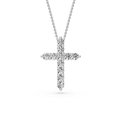 Diamond Cross Pendant in White Gold - Medium