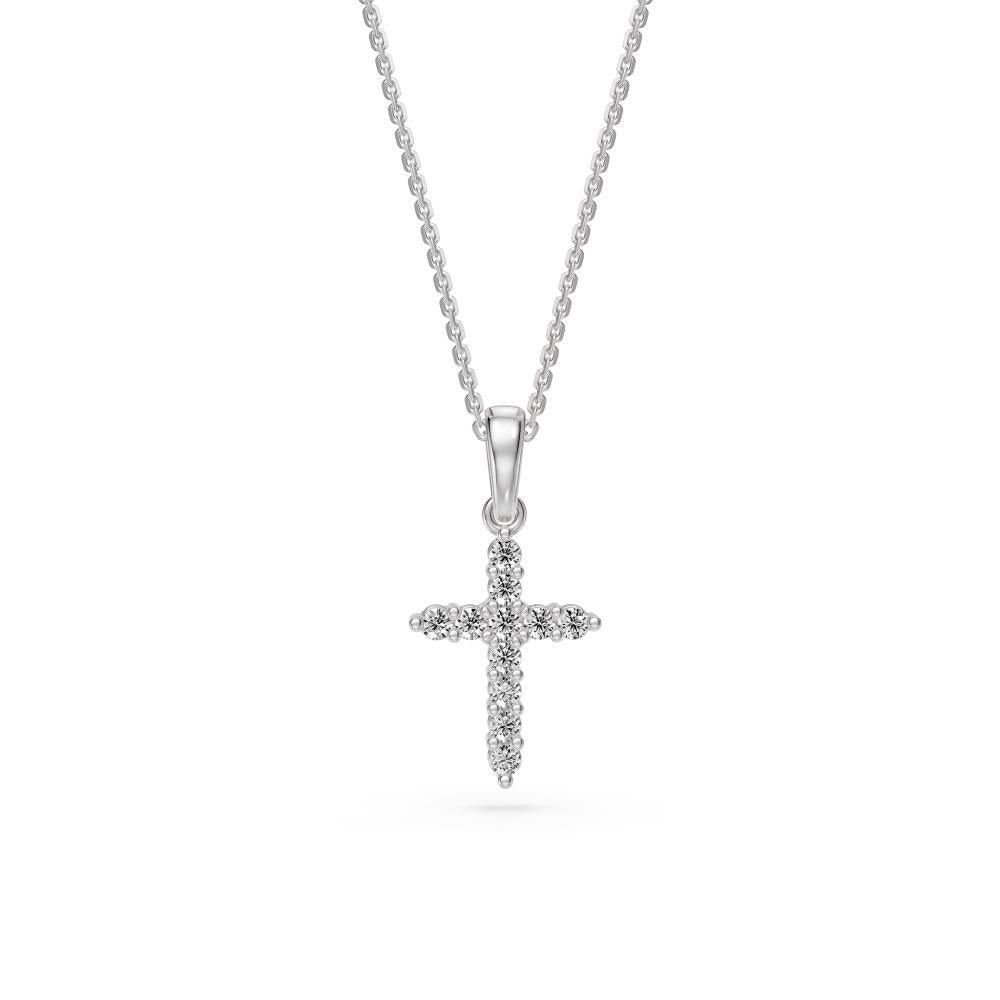 Diamond Cross Necklaces in White Gold