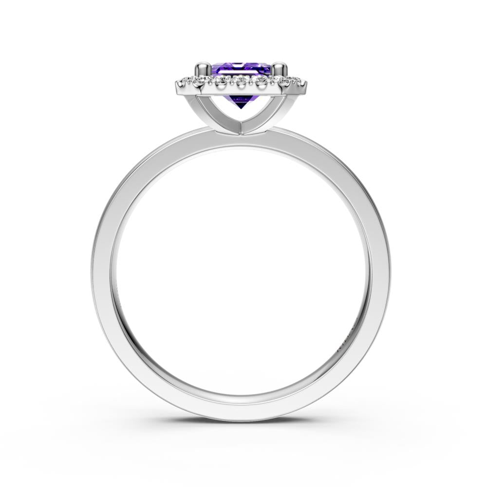 Diamond Ring with Tanzanite in White Gold