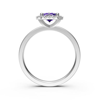 Diamond Ring with Tanzanite in White Gold