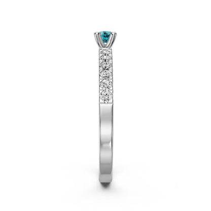 Diamond Ring with Tourmaline in White Gold