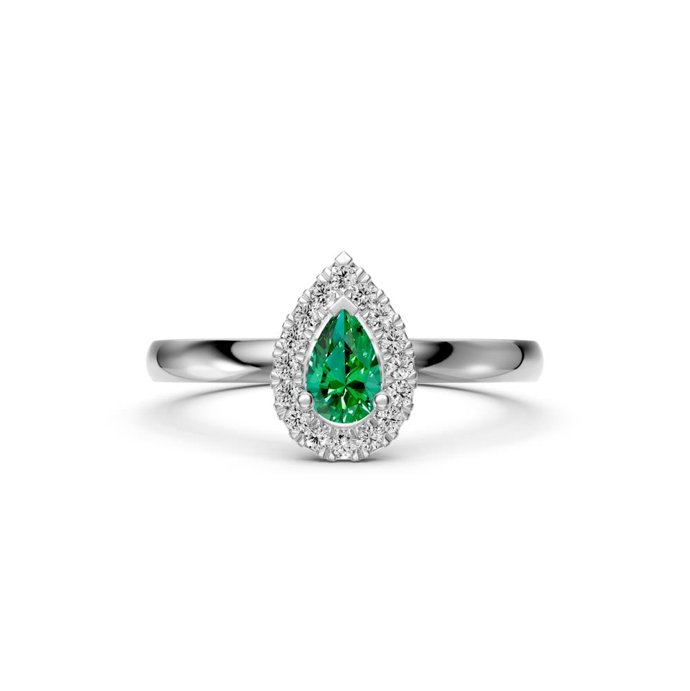 Diamond Ring with Tsavorites in White Gold