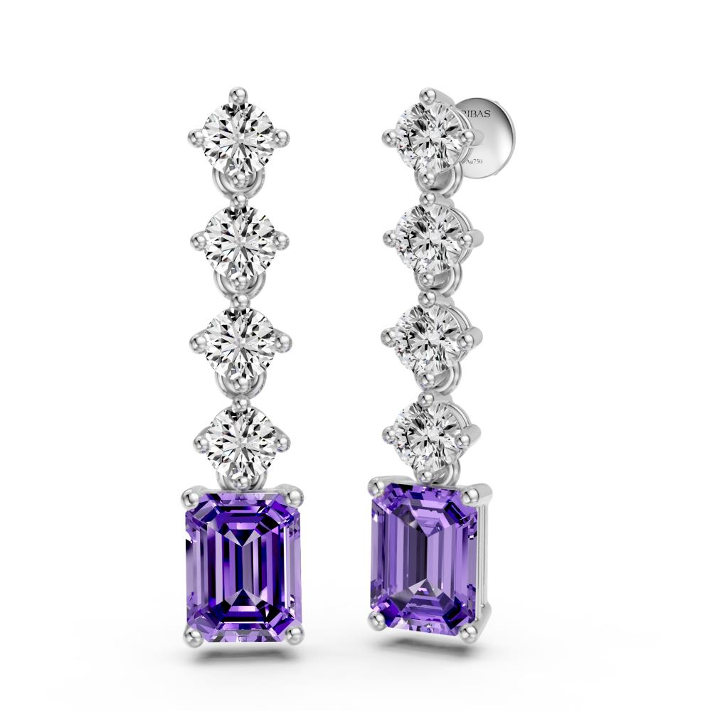 Tanzanite and Diamond Earrings in White Gold