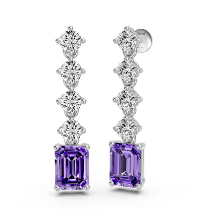Tanzanite and Diamond Earrings in White Gold