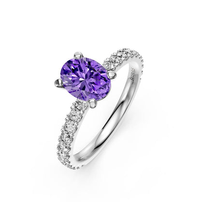 Diamond Ring with Tanzanite in White Gold