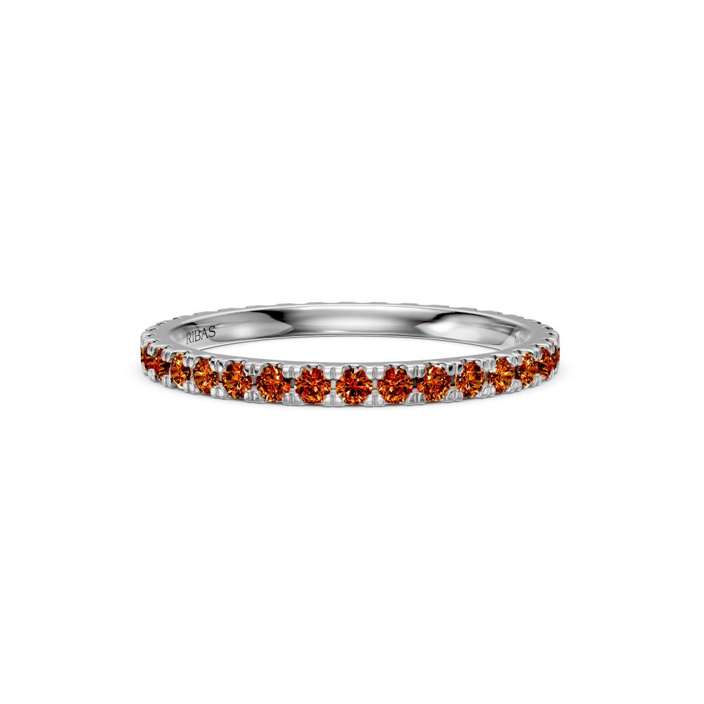 Cognac Diamond Band Ring in White Gold