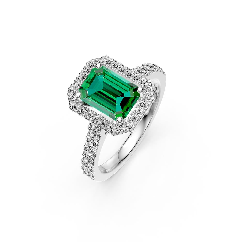 Diamond Ring with Tsavorite in White Gold [test photo]