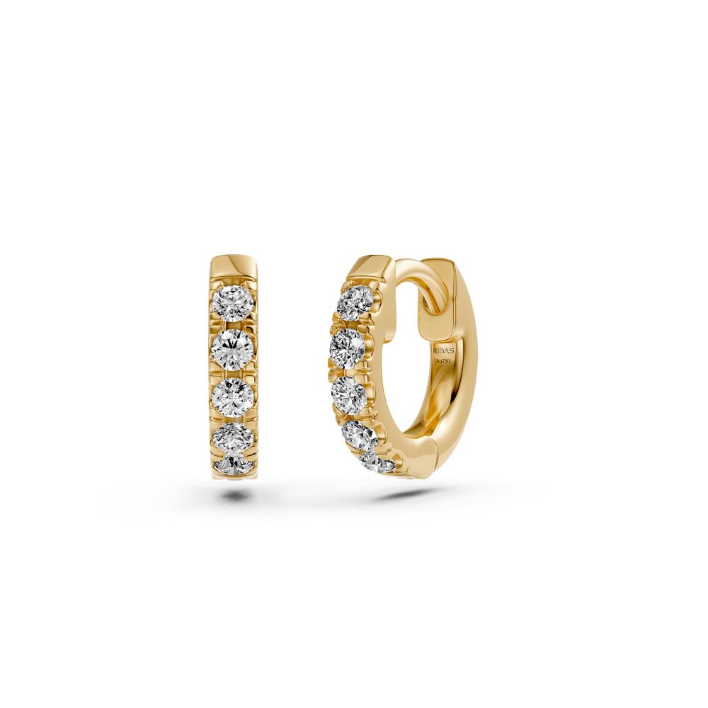 Diamond Hoop Earrings in Yellow Gold