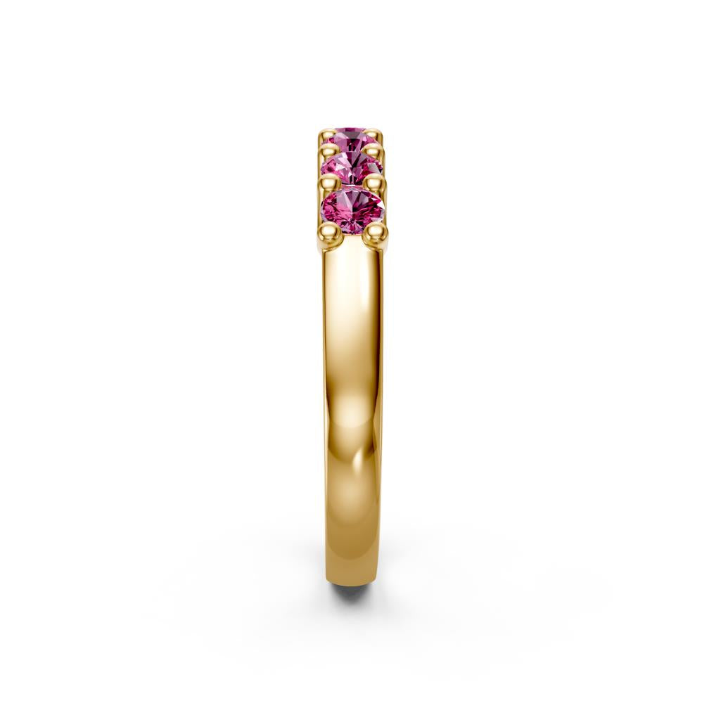 Pink Sapphire Band Ring in Yellow Gold