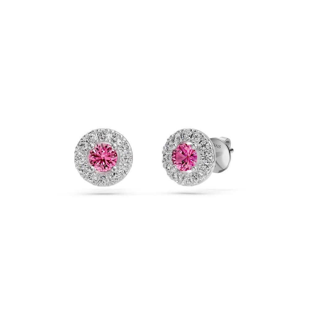 Pink Sapphire and Diamonds Earrings in White Gold