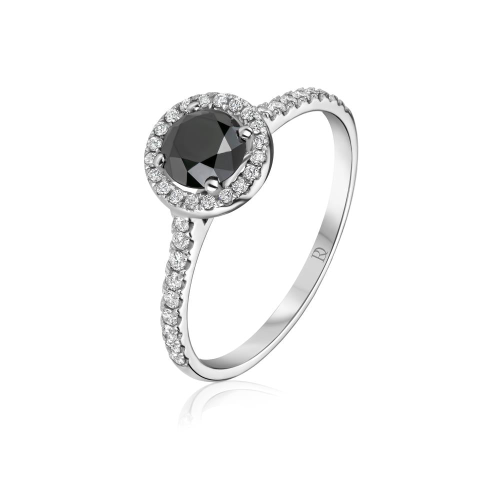 Balto aukso žiedas su juodu deimantu NA0591