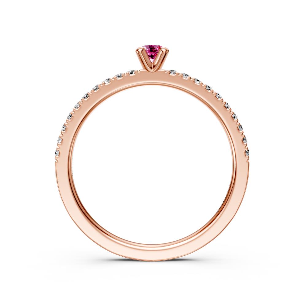 Diamond Ring with Pink Sapphire in Rose Gold