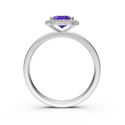 Diamond Ring with Tanzanite in White Gold