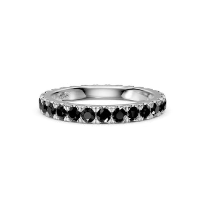 Black Diamond Band Ring in White Gold