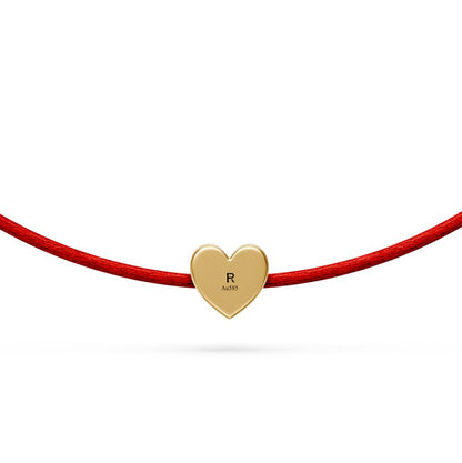 String Bracelet with Diamond in Yellow Gold "Heart"