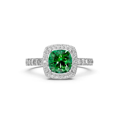 Diamond Ring with Tsavorites in White Gold