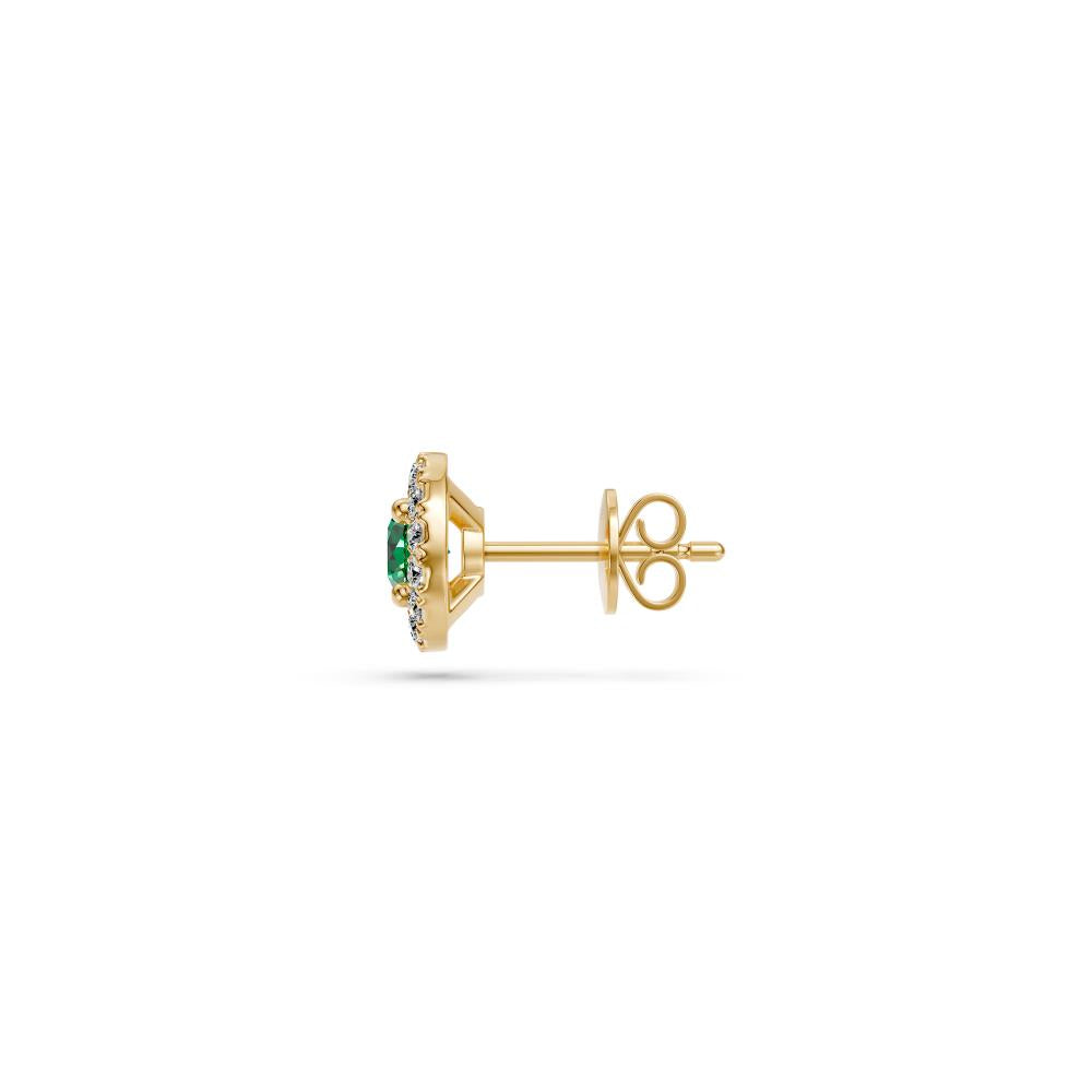 Diamond Earrings with Tsavorites in Yellow Gold