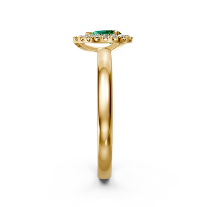Diamond Ring with Tsavorites in Yellow Gold