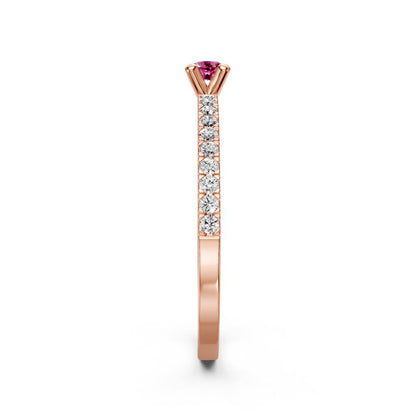 Diamond Ring with Pink Sapphire in Rose Gold