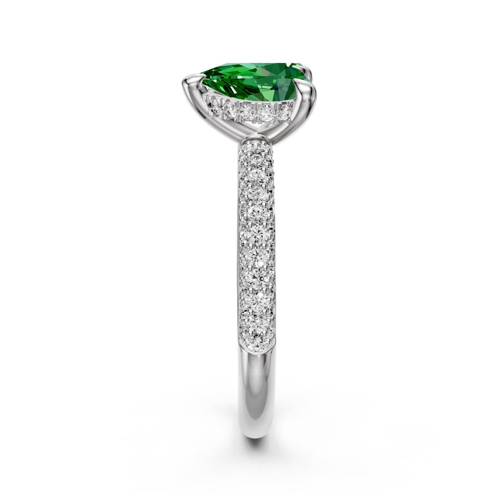 Diamond Ring with Tsavorite in White Gold